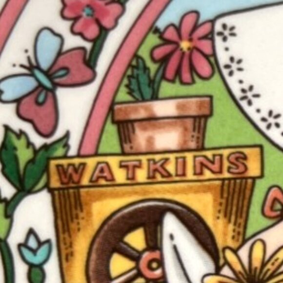 Vtg 1989 WATKINS Country Kids "Springs Fancy" Ceramic Recipe Pie Plate 10.75" D - Picture 6 of 16